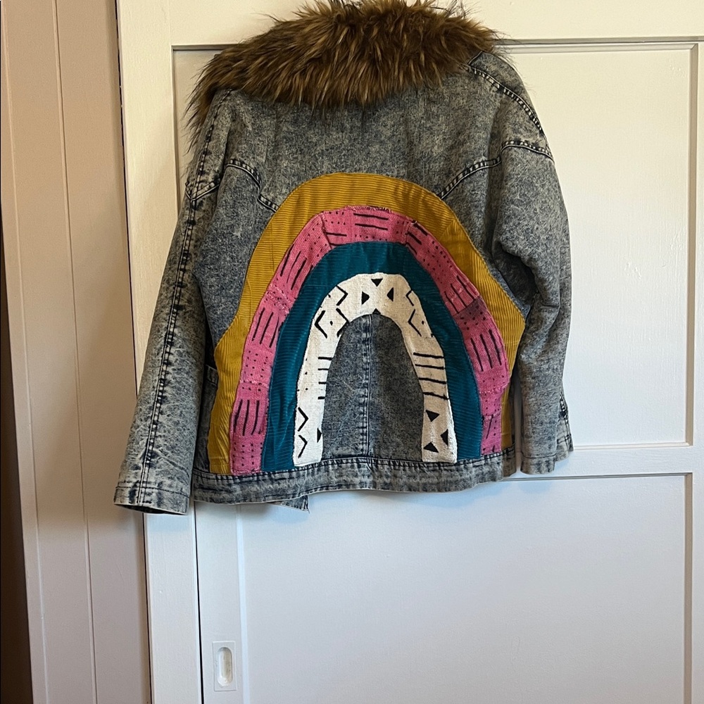 Custom Denim Jacket with Faux Fur Collar